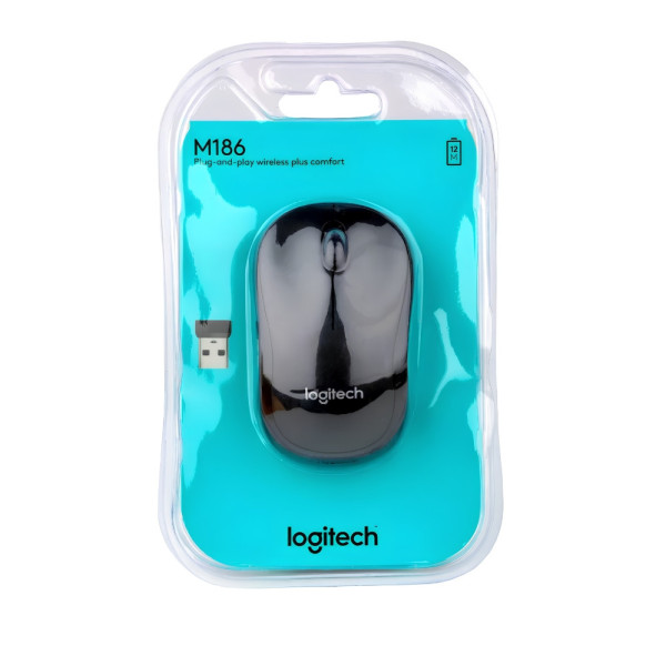 Беспроводная компьютерная мышь Logitech M186 универсальная оптическая мышка USB для ноутбука компьютера Беспроводная компьютерная мышь Logitech M186 универсальная оптическая мышка USB для ноутбука компьютера
