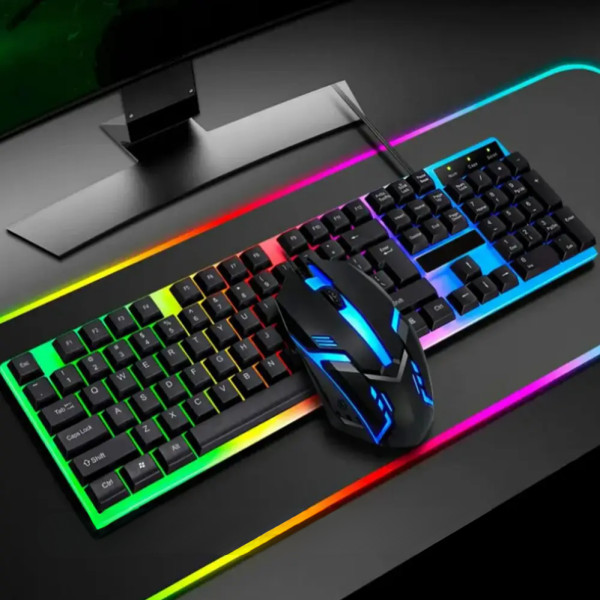 Игровой набор клавиатура с мышкой LED Keyboard Mouse KM 5003 Проводная с подсветкой для компьютера