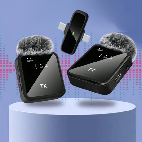 Петличный беспроводной микрофон 2в1 F15-2 Wireless Microphone с ресивером Type-C Lightning и меховой ветрозащитой для видеосъемки Петличный беспроводной микрофон 2в1 F15-2 Wireless Microphone с ресивером Type-C Lightning и меховой ветрозащитой для видеосъемки