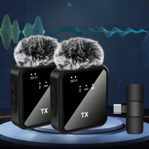 Беспроводной петличный микрофон 2в1 К95 Wireless Microphone для видеосъемки с ресивером Type-C и меховой ветрозащитой