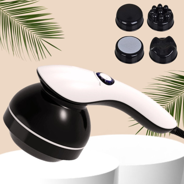 Ручной вибрационный массажер Body Massager PL-664В с 4 насадками многофункциональный для всего тела