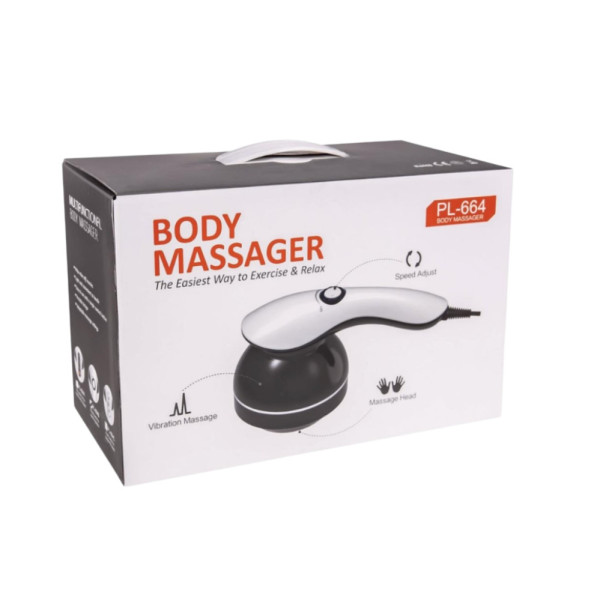 Ручной вибрационный массажер Body Massager PL-664В с 4 насадками многофункциональный для всего тела