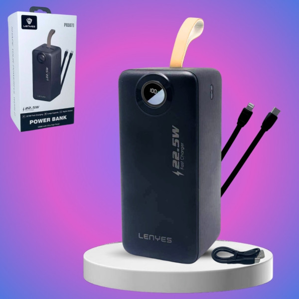 Портативный повербанк LENYES PX587D 50000 mAh зарядное устройство 22.5W Power bank USB Type-C Lightning Портативный повербанк LENYES PX587D 50000 mAh зарядное устройство 22.5W Power bank USB Type-C Lightning