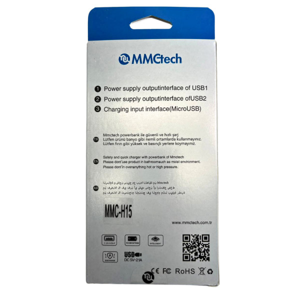 Внешний аккумулятор с дисплеем Power Bank MMCtech 15000 mAh Повербанк Черный