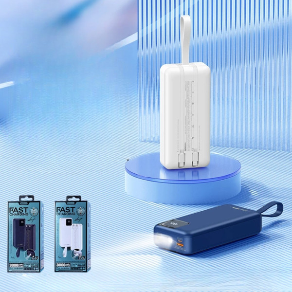 Повербанк 30000 mAh Внешний аккумулятор Remax RPP-550 с дисплеем и фонариком зарядное 22.5W USB Type-C Lightning для телефона Повербанк 30000 mAh Внешний аккумулятор Remax RPP-550 с дисплеем и фонариком зарядное 22.5W USB Type-C Lightning для телефона