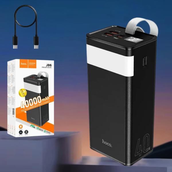 Повербанк с быстрой зарядкой hoco J86 40000 mAh внешний аккумулятор 22,5W Power bank USB Type-C micro USB