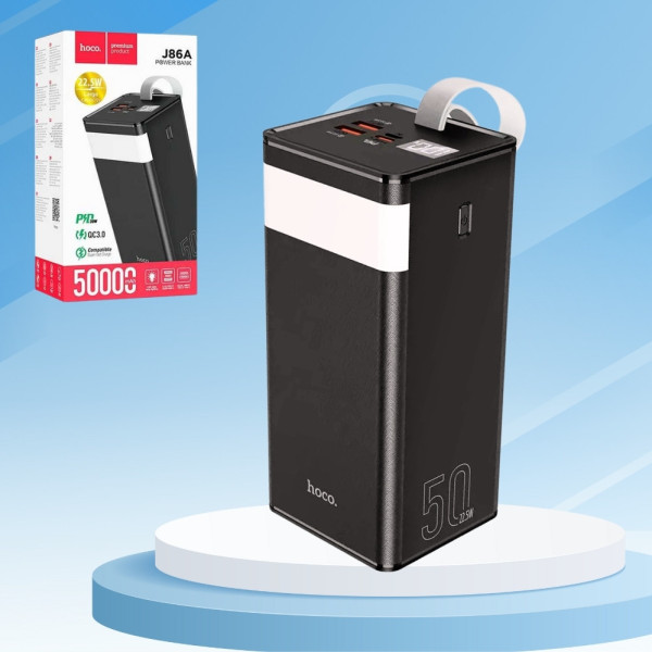 Повербанк hoco J86А 50000 mAh с быстрой зарядкой внешний аккумулятор 22,5W Power bank USB Type-C micro USB