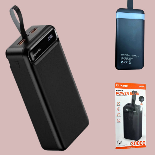 Повербанк Power Bank LINKAGE LKP-05 30000 mAh Зовнішній акумулятор з дисплеєм Чорний Повербанк Power Bank LINKAGE LKP-05 30000 mAh Зовнішній акумулятор з дисплеєм Чорний