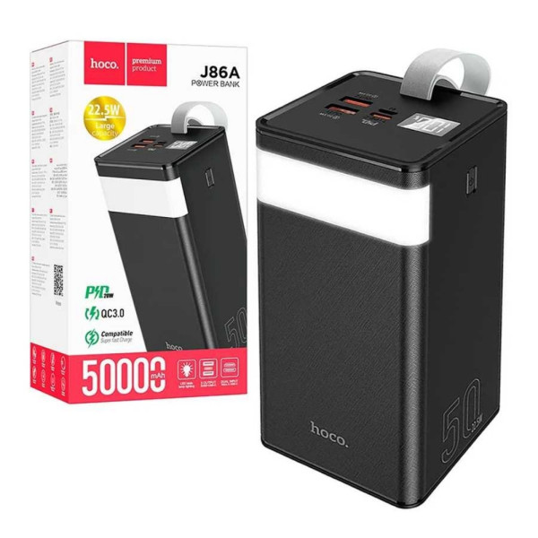 Повербанк hoco J86А 50000 mAh с быстрой зарядкой внешний аккумулятор 22,5W Power bank USB Type-C micro USB Повербанк hoco J86А 50000 mAh с быстрой зарядкой внешний аккумулятор 22,5W Power bank USB Type-C micro USB