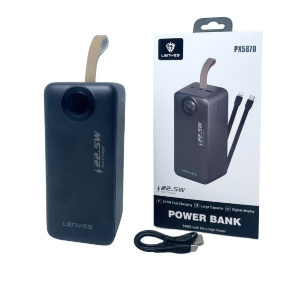 Портативный повербанк LENYES PX587D 50000 mAh зарядное устройство 22.5W Power bank USB Type-C Lightning Портативный повербанк LENYES PX587D 50000 mAh зарядное устройство 22.5W Power bank USB Type-C Lightning