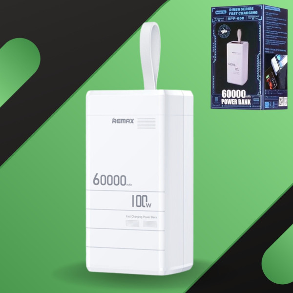 Повербанк для ноутбука Remax RPP-650 100w быстрая зарядка 60000 mAh Power bank зарядное устройство для гаджетов с дисплеем Повербанк для ноутбука Remax RPP-650 100w быстрая зарядка 60000 mAh Power bank зарядное устройство для гаджетов с дисплеем