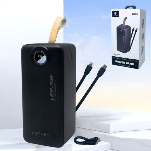 Портативный повербанк LENYES PX587D 50000 mAh зарядное устройство 22.5W Power bank USB Type-C Lightning