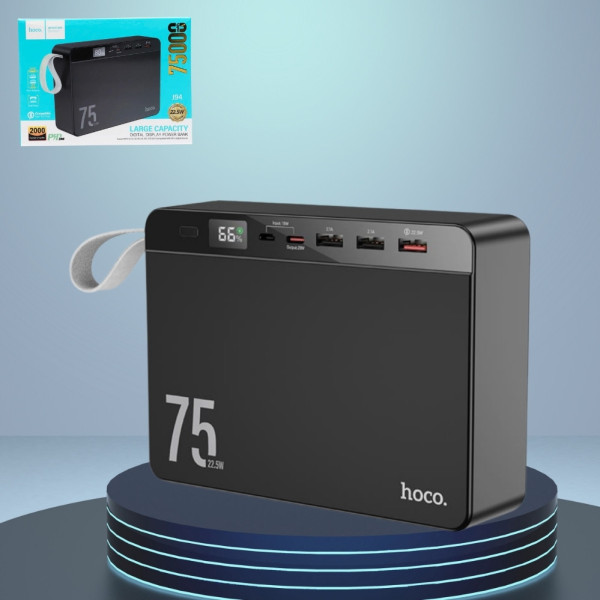 Повербанк hoco J94 с быстрой зарядкой 75000 mAh внешний аккумулятор с дисплеем 22.5W Power bank USB Type-C micro USB