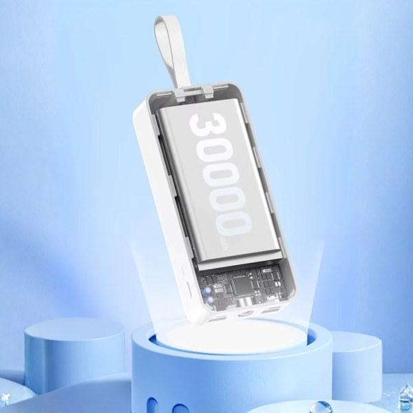 Повербанк 30000 mAh Внешний аккумулятор Remax RPP-550 с дисплеем и фонариком зарядное 22.5W USB Type-C Lightning для телефона Повербанк 30000 mAh Внешний аккумулятор Remax RPP-550 с дисплеем и фонариком зарядное 22.5W USB Type-C Lightning для телефона