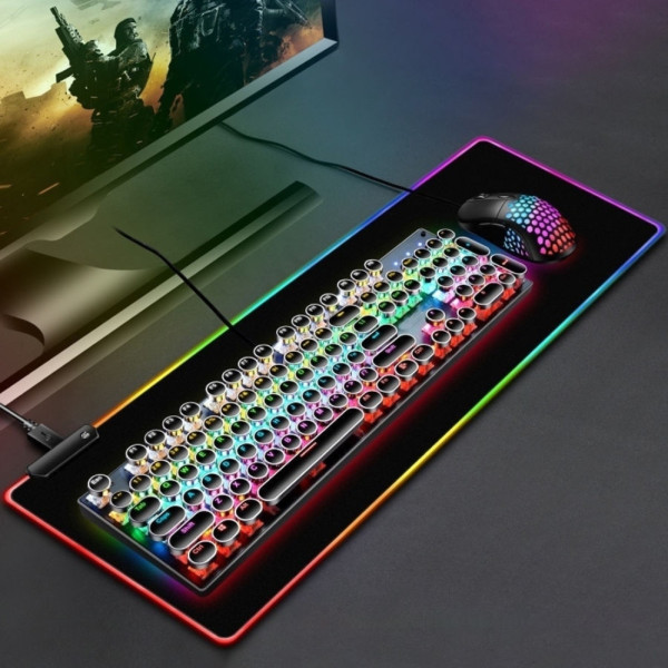 Игровой коврик для мыши с RGB подсветкой 70х30 см Настольный светодиодный коврик для клавиатуры с подсветкой