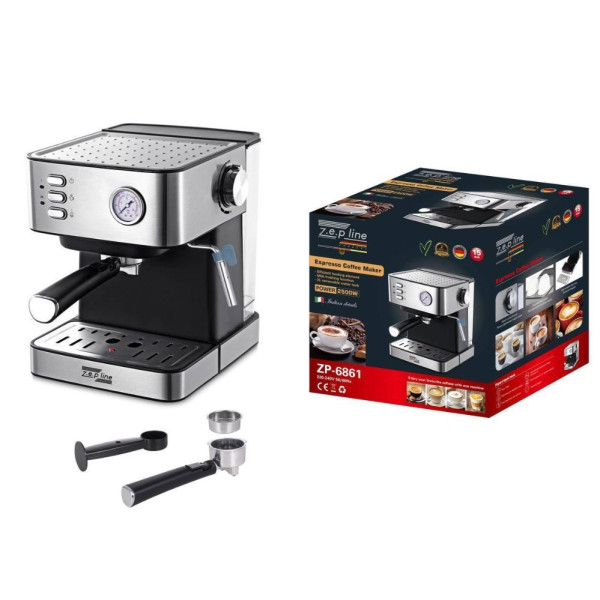 Кофемашина рожковая Zepline ZP-6861 2500W Кофеварка эспрессо с функцией вспенивания молока