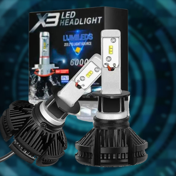 Светодиодные автолампы в фары X3 H1 Автомобильные LED лампы 2 шт в комплекте