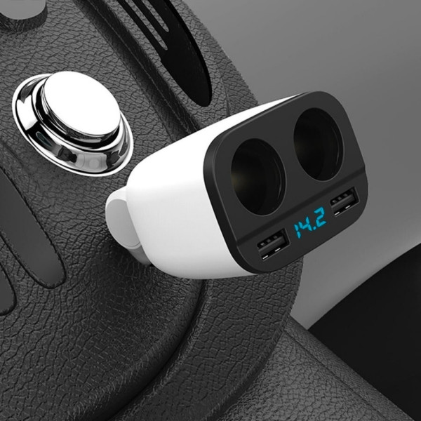 Автомобильное зарядное устройство Hoco Z28 Зарядка 2xUSB от прикуривателя с вольтметром Разветвитель в авто