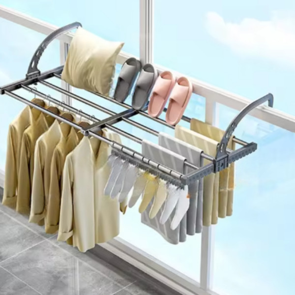 Раздвижная сушилка для белья на балкон окно Folding Clothes Hanger 3270В Двойная сушка для одежды на батарею