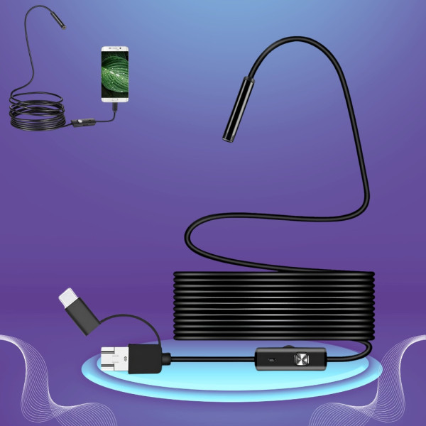 Камера эндоскоп 7мм с кабелем 2м Type C USB для смартфона и компьютера портативная с подсветкой Камера эндоскоп 7мм с кабелем 2м Type C USB для смартфона и компьютера портативная с подсветкой