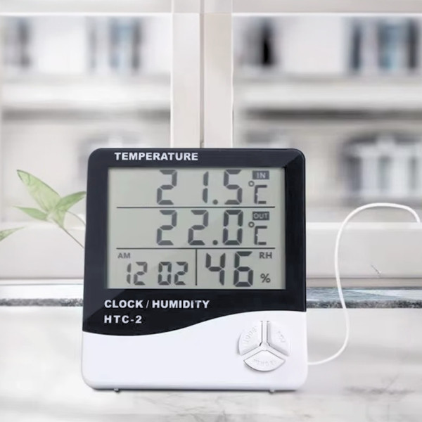 Цифровой электронный термометр с выносным датчиком температуры HTC-2 термогигрометр с дисплеем комнатный