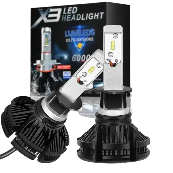 Светодиодные автолампы в фары X3 H1 Автомобильные LED лампы 2 шт в комплекте