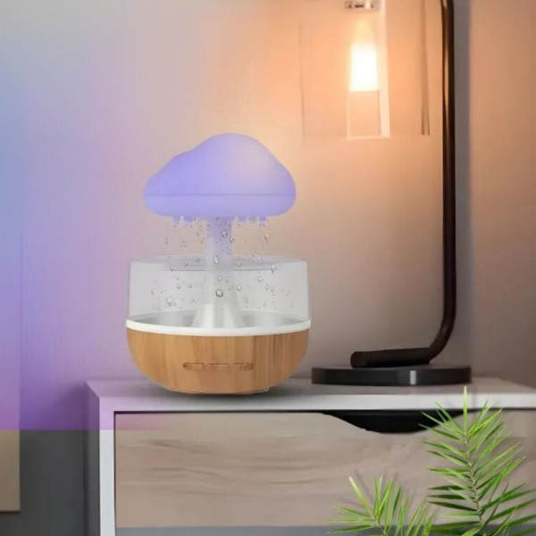 Увлажнитель воздуха Гриб с эффектом дождя Ночник облачко с подсветкой RGB Аромадиффузор в виде гриба