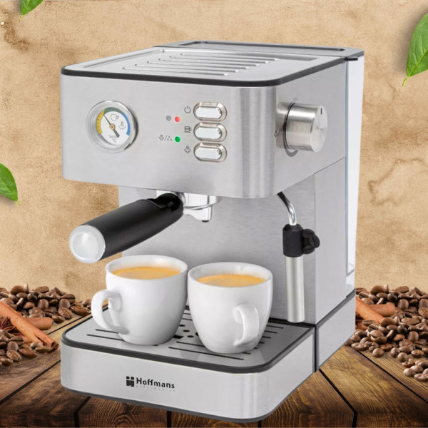 Кофеварка рожковая Hoffmans НМ-686 1500W Кофемашина эспрессо с функцией вспенивания молока