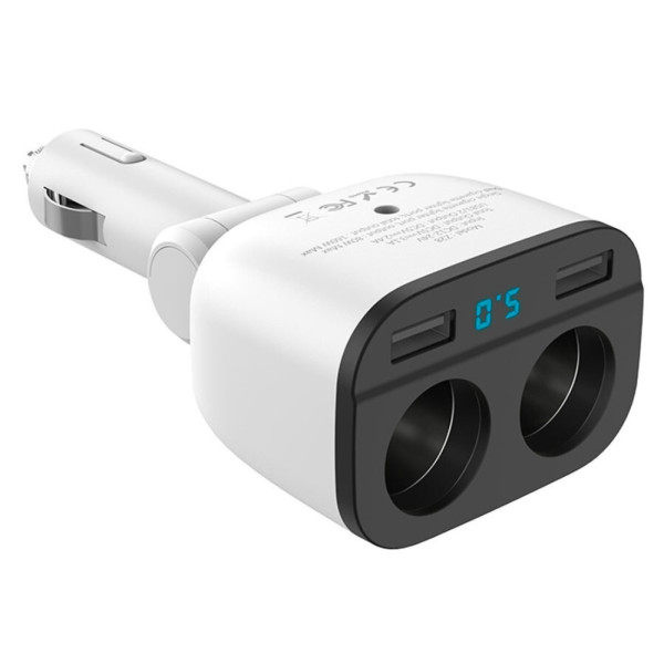 Автомобильное зарядное устройство Hoco Z28 Зарядка 2xUSB от прикуривателя с вольтметром Разветвитель в авто