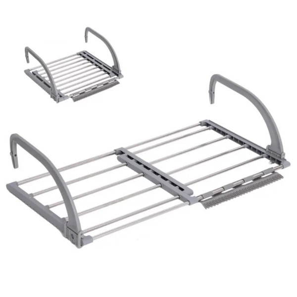 Раздвижная сушилка для белья на балкон Folding Clothes Hanger Двойная складная сушка для одежды обуви на радиатор