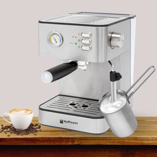 Кофеварка рожковая Hoffmans НМ-686 1500W Кофемашина эспрессо с функцией вспенивания молока