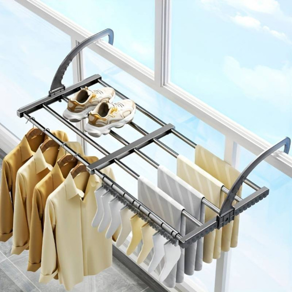 Раздвижная сушилка для белья на балкон окно Folding Clothes Hanger 3270В Двойная сушка для одежды на батарею