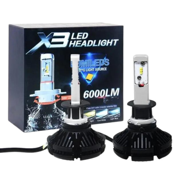 Светодиодные автолампы в фары X3 H1 Автомобильные LED лампы 2 шт в комплекте