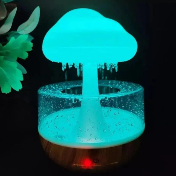 Увлажнитель воздуха Гриб с эффектом дождя Ночник облачко с подсветкой RGB Аромадиффузор в виде гриба