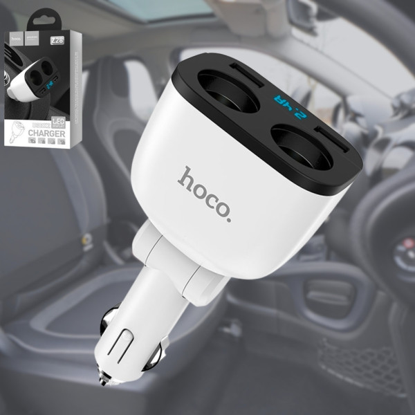Автомобильное зарядное устройство Hoco Z28 Зарядка 2xUSB от прикуривателя с вольтметром Разветвитель в авто