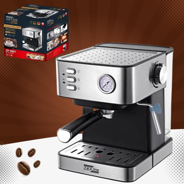 Кофемашина рожковая Zepline ZP-6861 2500W Кофеварка эспрессо с функцией вспенивания молока