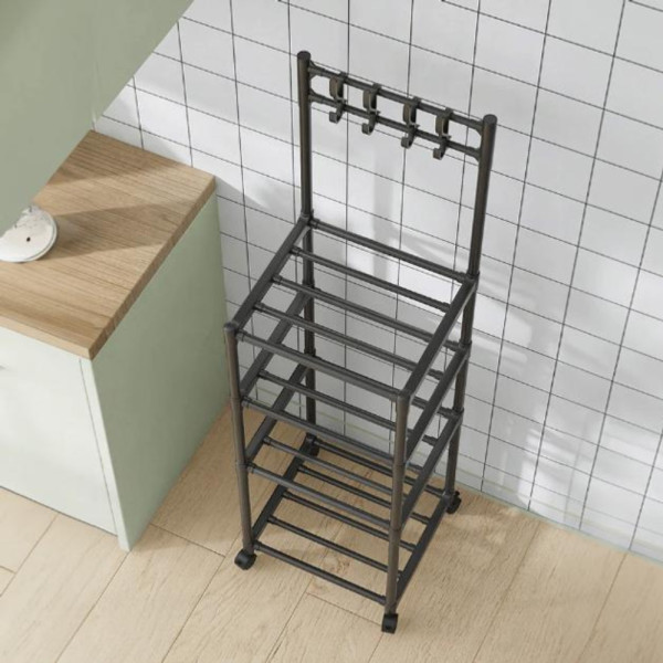 Напольная полка стойка для кухни Hook Storage Rack SKLM-21 Стеллаж органайзер с крючками на 4 яруса Напольная полка стойка для кухни Hook Storage Rack SKLM-21 Стеллаж органайзер с крючками на 4 яруса