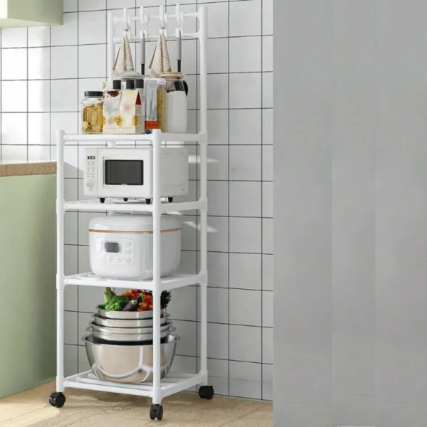 Напольная полка стойка для кухни Hook Storage Rack SKLM-21 Стеллаж органайзер с крючками на 4 яруса Напольная полка стойка для кухни Hook Storage Rack SKLM-21 Стеллаж органайзер с крючками на 4 яруса