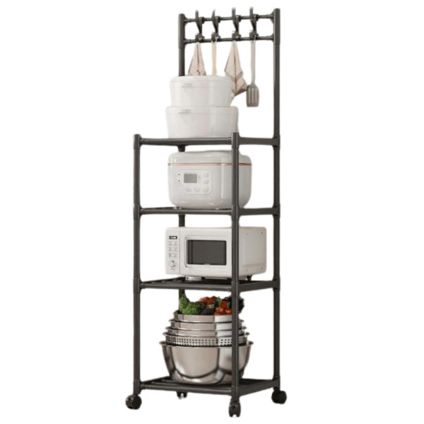 Напольная полка стойка для кухни Hook Storage Rack SKLM-21 Стеллаж органайзер с крючками на 4 яруса Напольная полка стойка для кухни Hook Storage Rack SKLM-21 Стеллаж органайзер с крючками на 4 яруса