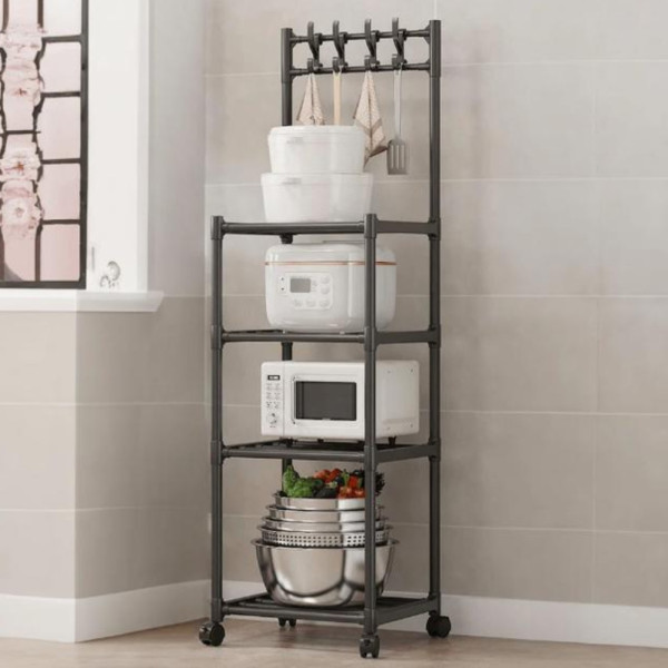 Напольная полка стойка для кухни Hook Storage Rack SKLM-21 Стеллаж органайзер с крючками на 4 яруса Напольная полка стойка для кухни Hook Storage Rack SKLM-21 Стеллаж органайзер с крючками на 4 яруса