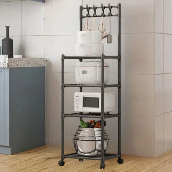 Напольная полка стойка для кухни Hook Storage Rack SKLM-21 Стеллаж органайзер с крючками на 4 яруса Напольная полка стойка для кухни Hook Storage Rack SKLM-21 Стеллаж органайзер с крючками на 4 яруса