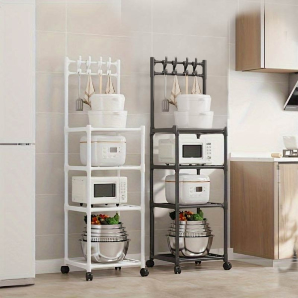 Напольная полка стойка для кухни Hook Storage Rack SKLM-21 Стеллаж органайзер с крючками на 4 яруса Напольная полка стойка для кухни Hook Storage Rack SKLM-21 Стеллаж органайзер с крючками на 4 яруса
