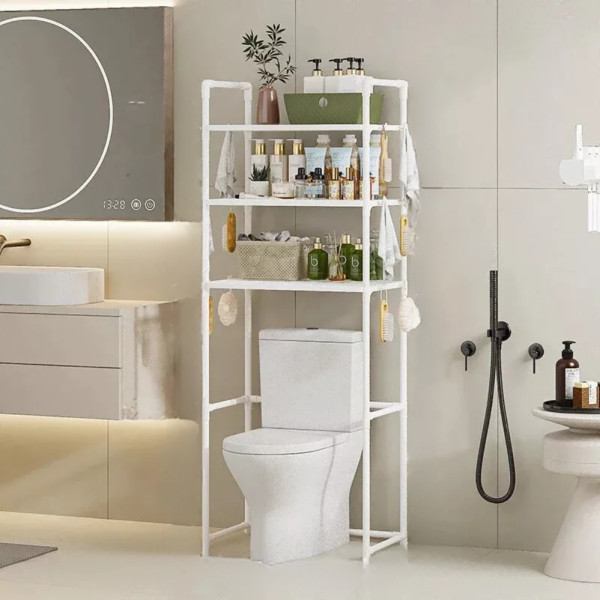 Металевий стелаж над унітазом Toilet Rack AY2035 Полиця органайзер підлогова для туалету 152х47х26смМеталевий стелаж над унітазом