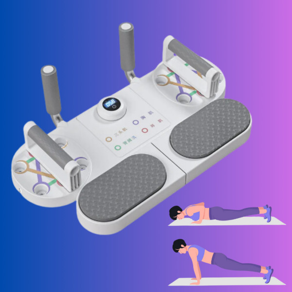 Платформа доска для отжиманий и планки Multifunctional Push Up Board Тренажер стойка с эспандерами и таймером