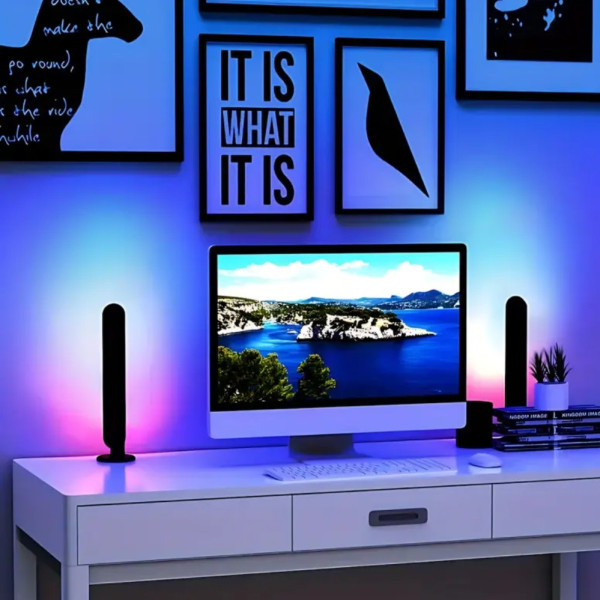 Світлодіодні RGB панелі Настільні світильники з APP SMART та пультом LT-22 Фонове LED світло комплект 2 шт Світлодіодні RGB панелі Настільні світильники з APP SMART та пультом LT-22 Фонове LED світло комплект 2 шт