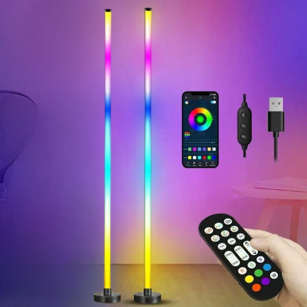 Светодиодные RGB торшеры напольные LED светильники сборные Лампы с пультом регулировкой яркости и синхронизацией музыки