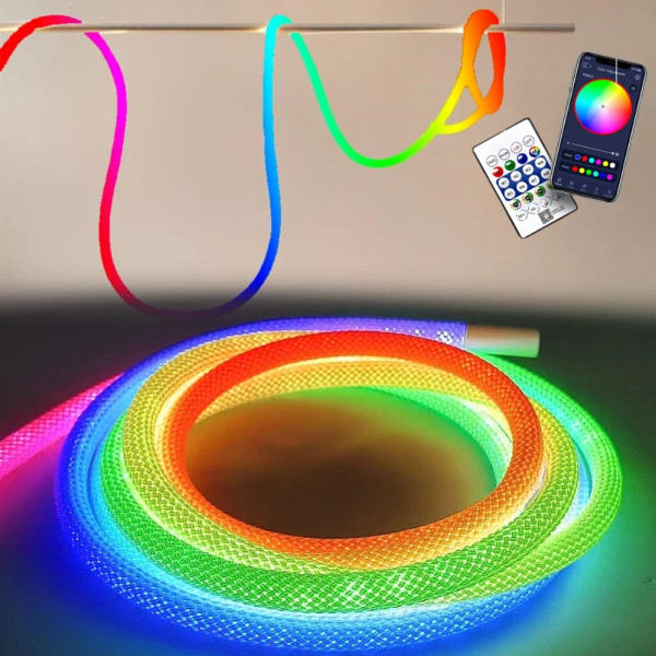 Гнучкий неон 5 м Розумна неонова LED стрічка луската з пультом у вигляді каната