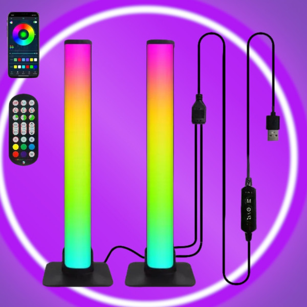 Светодиодные панели RGB Настольные светильники 10W с APP SMART и пультом Фоновый LED свет комплект 2 шт Светодиодные панели RGB Настольные светильники 10W с APP SMART и пультом Фоновый LED свет комплект 2 шт