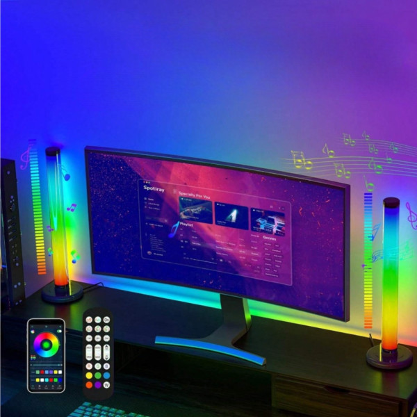 Светодиодные LED торшеры настольные RGB светильники Лампы с пультом регулировкой яркости и синхронизацией музыки Фоновое освещение
