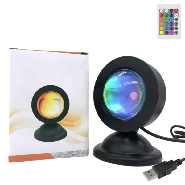 Проекционный мини светильник Sunset Lamp с пультом USB проектор атмосферная RGB лампа разноцветная Проекционный мини светильник Sunset Lamp с пультом USB проектор атмосферная RGB лампа разноцветная